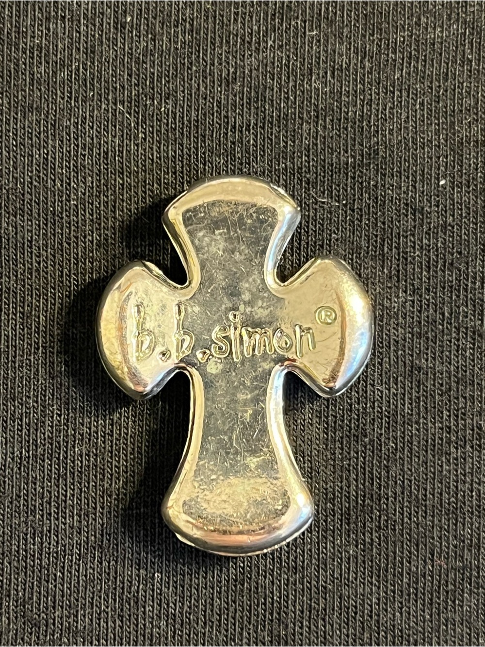 B.B. Simon Silver Cross Pendant with Blue and Clear Stones - Picture 4 of 6